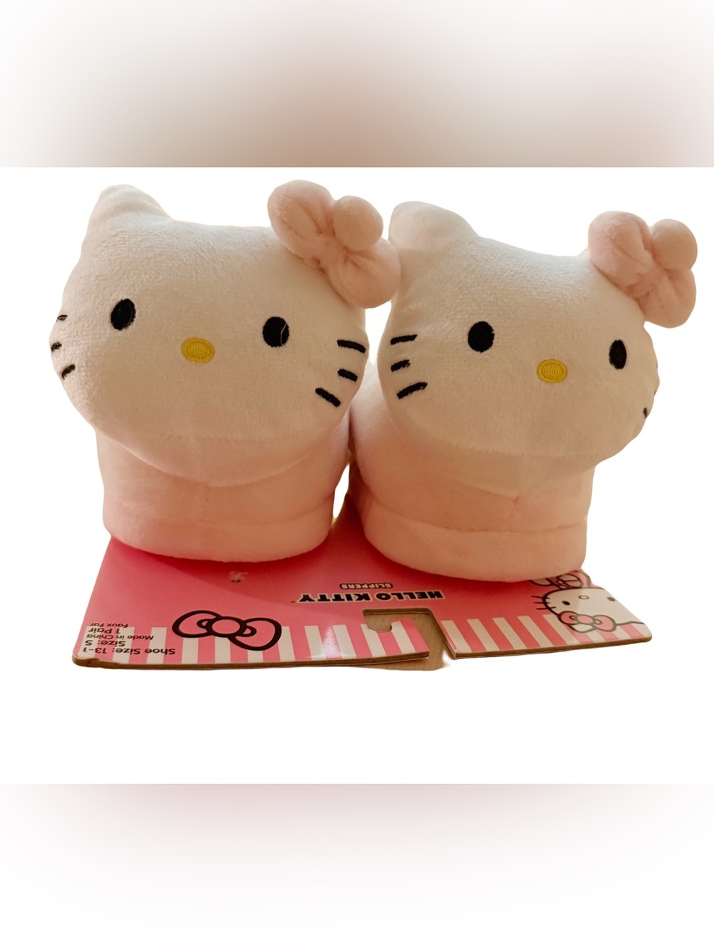 Hello Kitty Plush Slipper Pink Sanrio Kawaii House Shoes Cozy Soft Kids 13-1 NWT